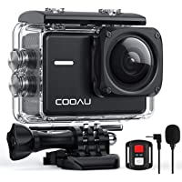 COOAU Cámara Deportiva 4K Nativo de 60fps 20MP con Wi-Fi y de 8XZoom- Micrófono Externo y Baterias de 2x1350mAh- Cámara…